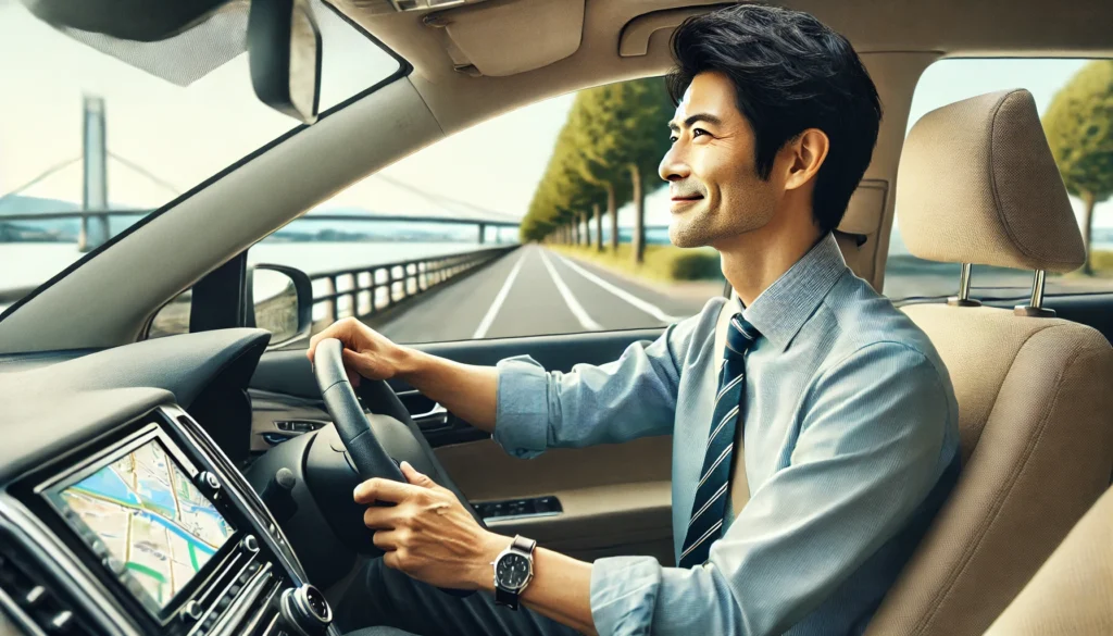 車通勤をする日本人男性